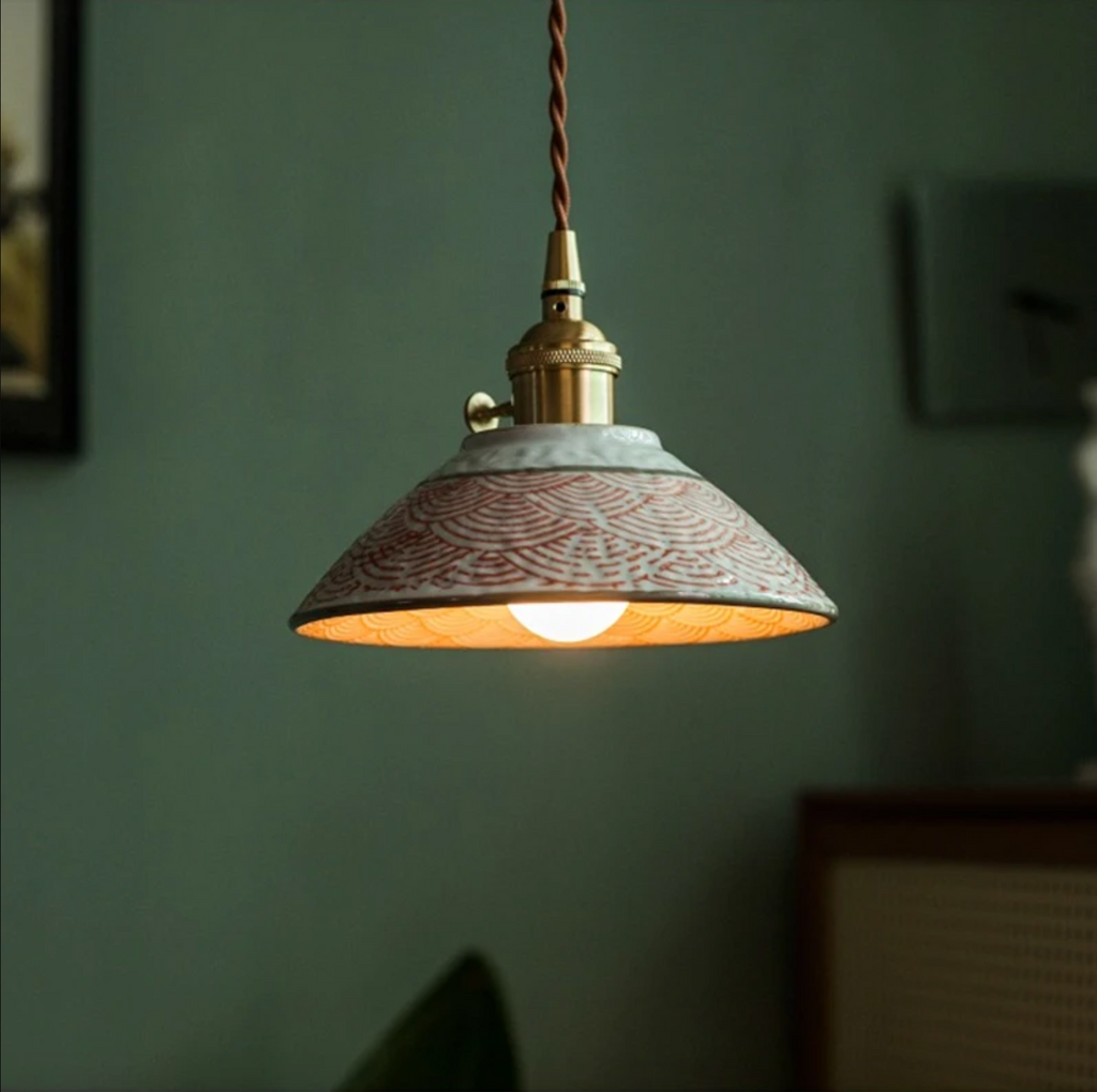 Sylvara – Ceramic Pendant Light with Copper Fixture