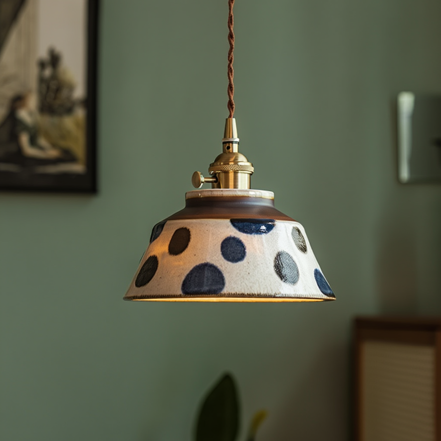 Sylvara – Ceramic Pendant Light with Copper Fixture