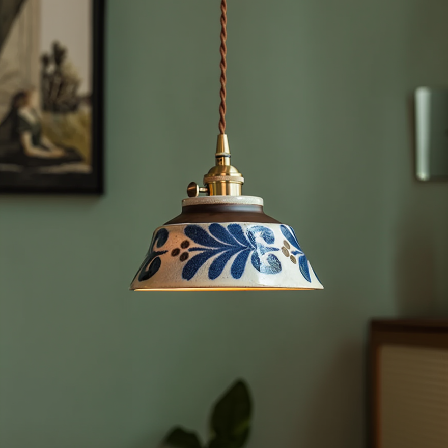 Sylvara – Ceramic Pendant Light with Copper Fixture