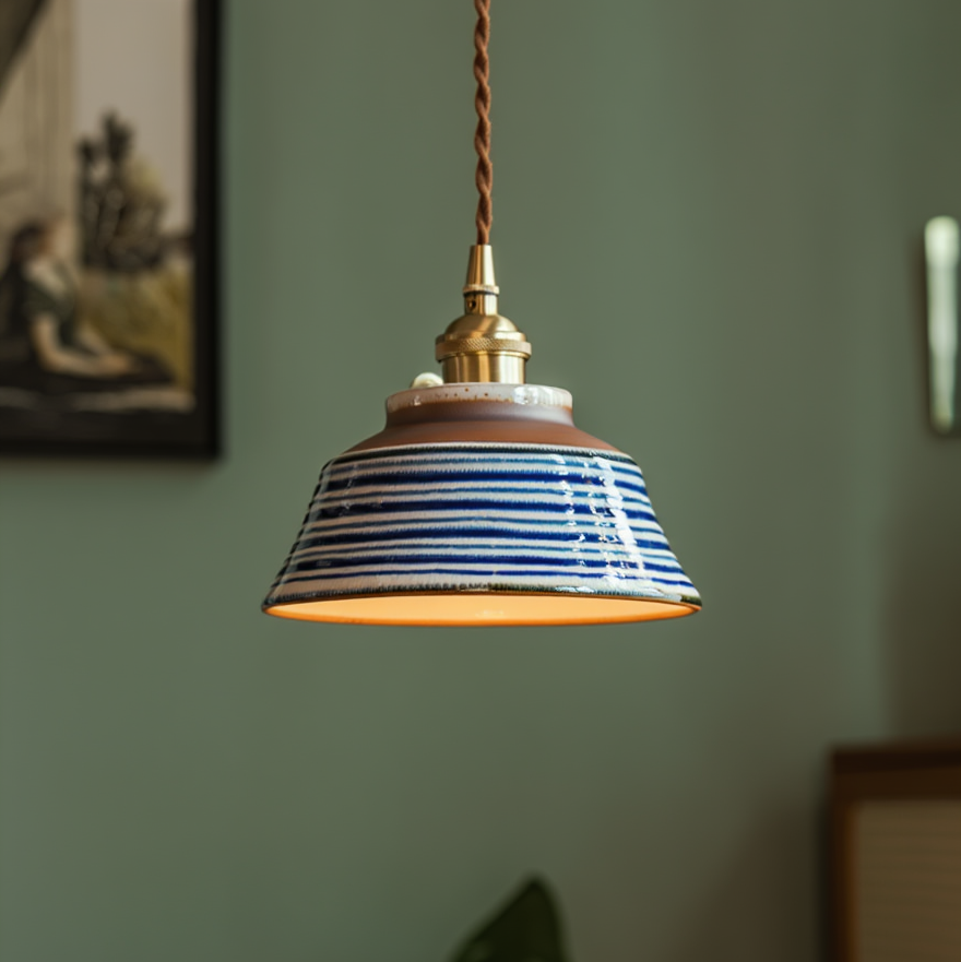 Sylvara – Ceramic Pendant Light with Copper Fixture