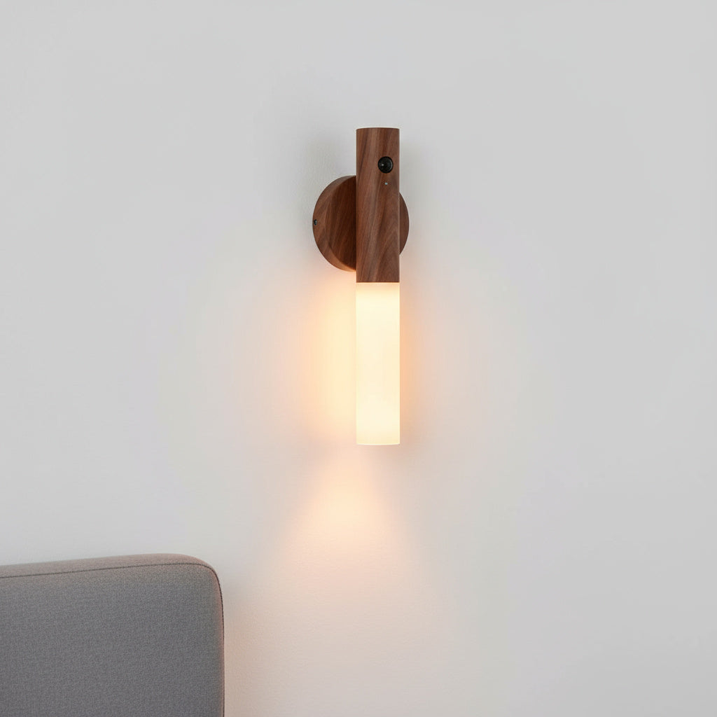 Sylvara – Rechargeable Wood Motion-Activated Wall Sconce