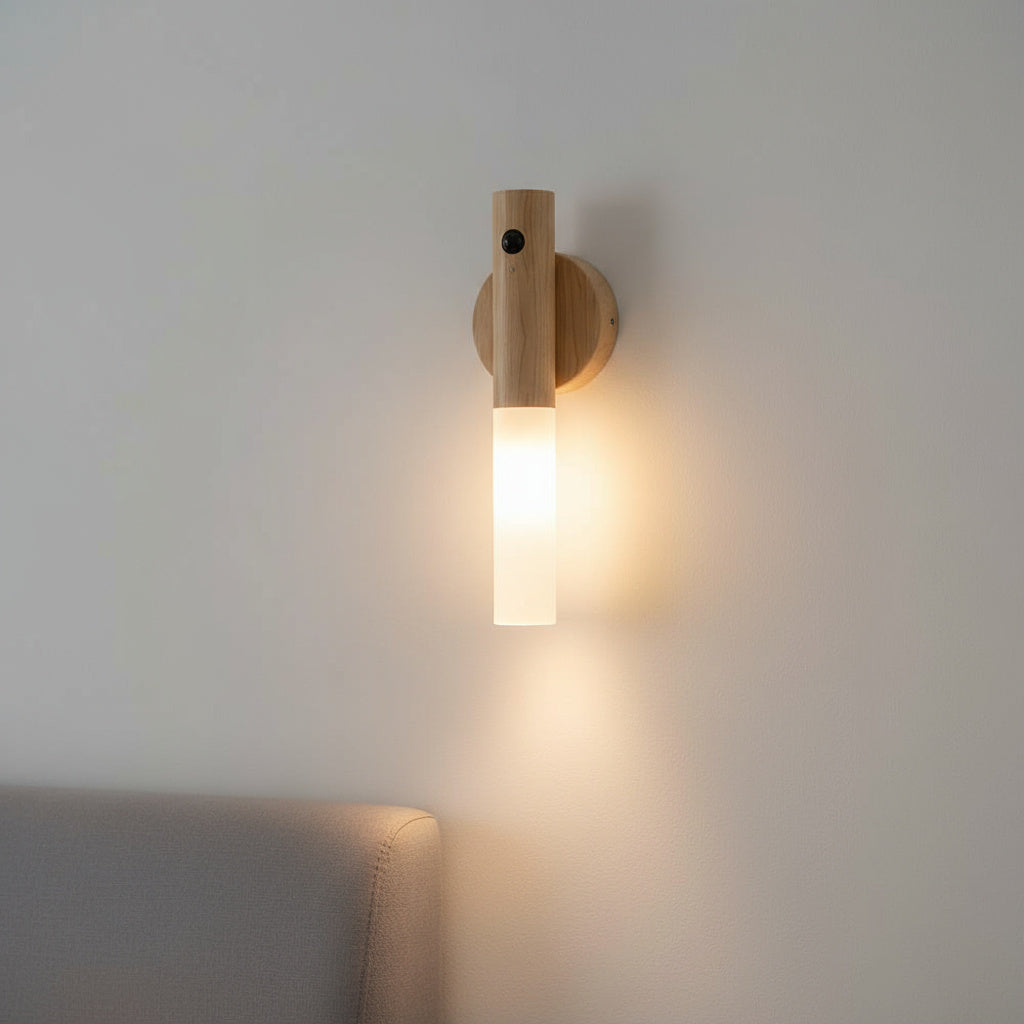 Sylvara – Rechargeable Wood Motion-Activated Wall Sconce
