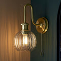 Virello – Satin Brass Wall Light with Ribbed Glass Shade