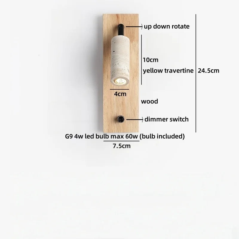 Zephora – Adjustable Travertine LED Rotating Wall Sconce