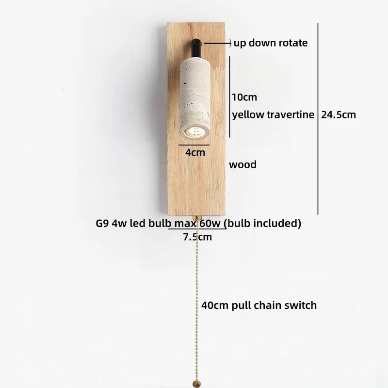 Zephora – Adjustable Travertine LED Rotating Wall Sconce
