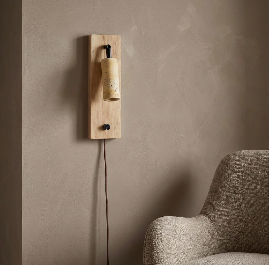Zephora – Adjustable Travertine LED Rotating Wall Sconce