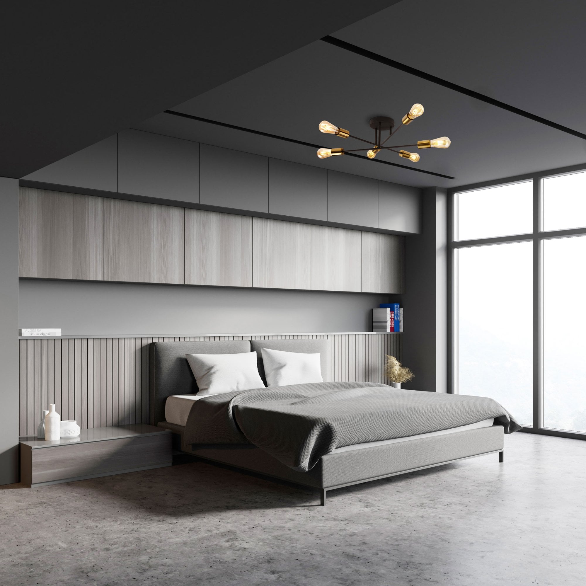 Zephra – Black Metal Six Light Ceiling Fixture