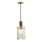 Zephros – Adjustable Antique Brass Pendant Light with Cylinder Glass Shade