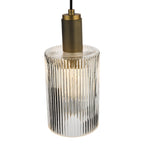 Zephros – Adjustable Antique Brass Pendant Light with Cylinder Glass Shade