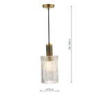 Zephros – Adjustable Antique Brass Pendant Light with Cylinder Glass Shade