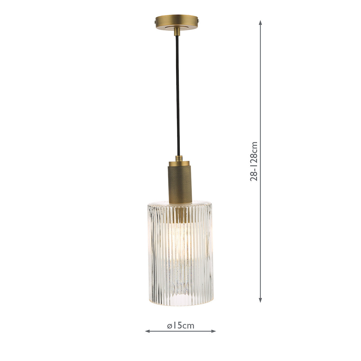 Zephros – Adjustable Antique Brass Pendant Light with Cylinder Glass Shade