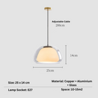 Zephyra – Glass Pendant Light with Metal Fixtures