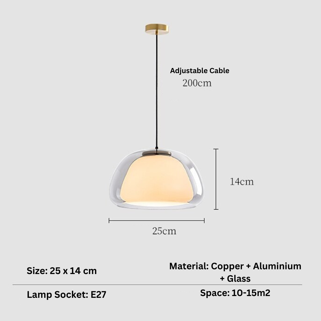 Zephyra – Glass Pendant Light with Metal Fixtures