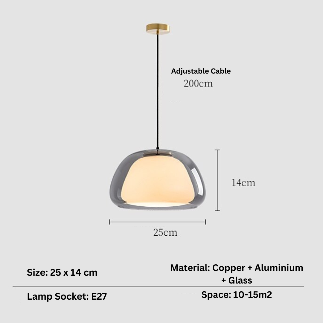 Zephyra – Glass Pendant Light with Metal Fixtures